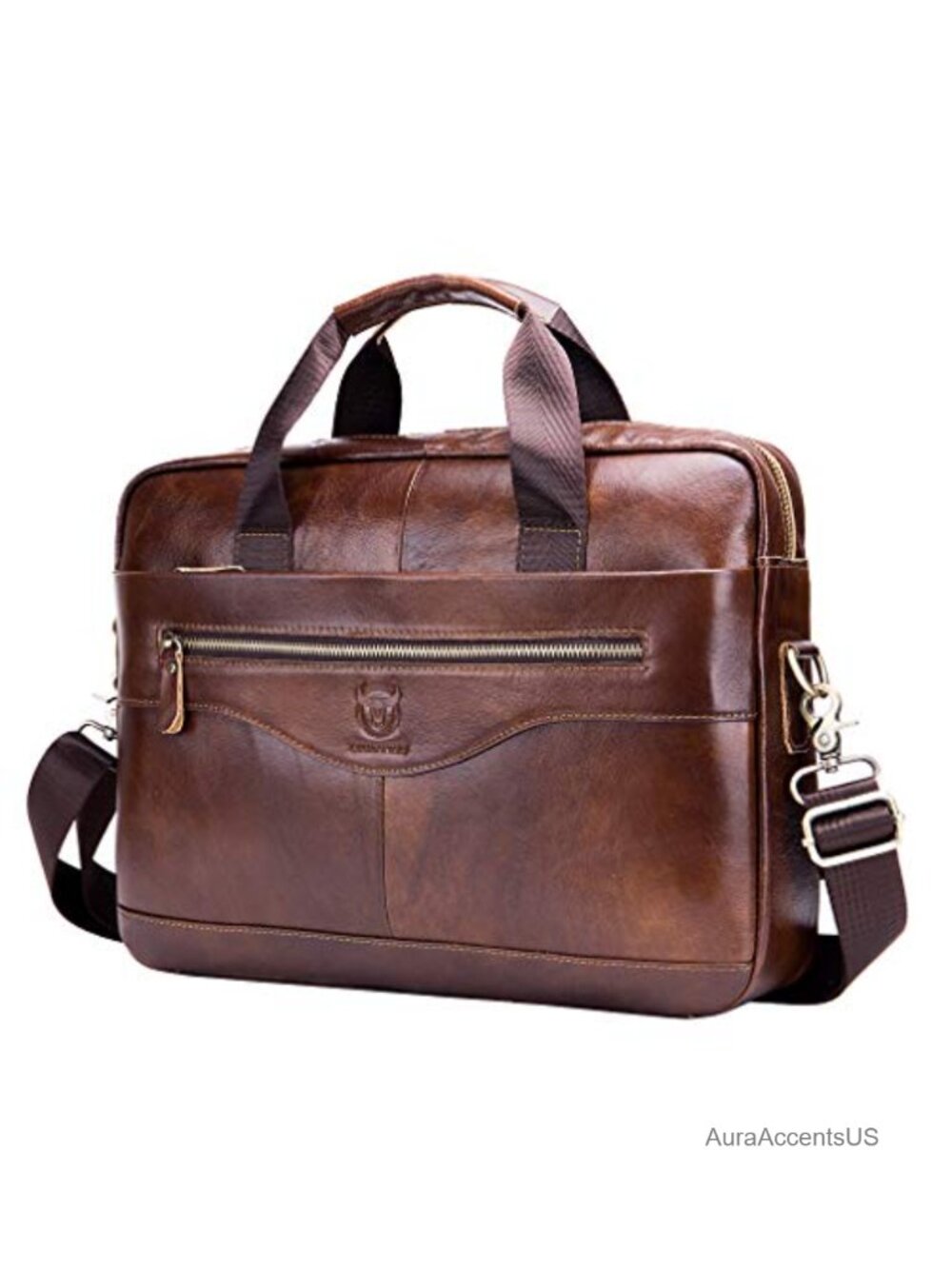 Genuine Leather Briefcase Messenger Bag 14" Laptop Business Travel